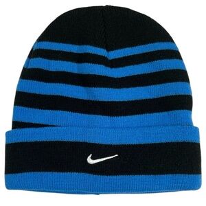 NEW Nike Beanie Hat - Blue/Black Stripes